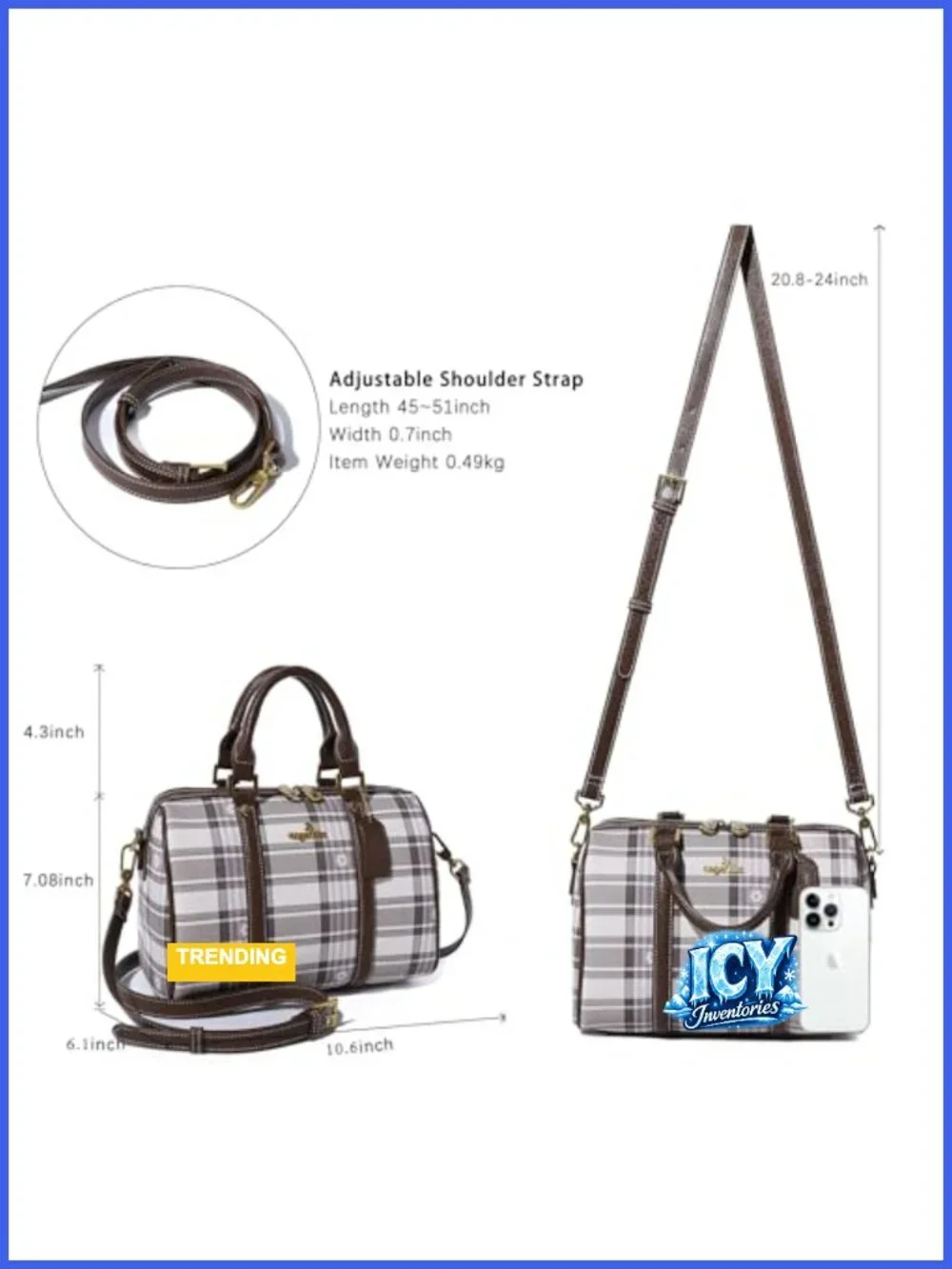 Vegan Leather Barrel Satchel Purse Top Handle Shoulder Crossbody Bag